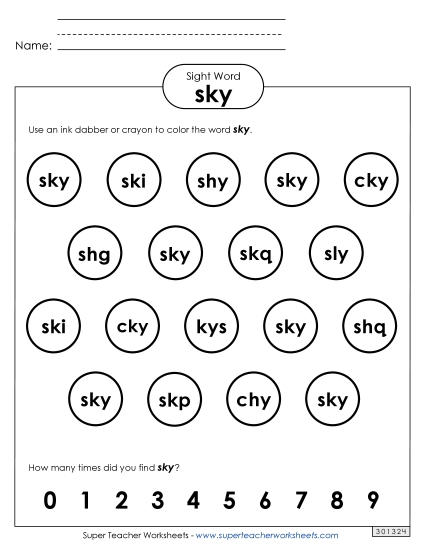 Dab or Color: Sky (Printable PDF Worksheet)