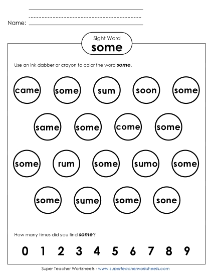 Dab or Color: Some (Printable PDF Worksheet)