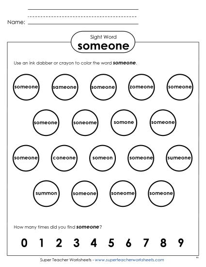 Dab or Color: Someone (Printable PDF Worksheet)