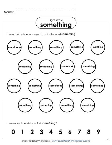 Dab or Color: Something (Printable PDF Worksheet)