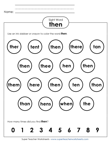 Dab or Color: Then (Printable PDF Worksheet)