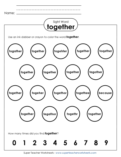 Dab or Color: Together (Printable PDF Worksheet)