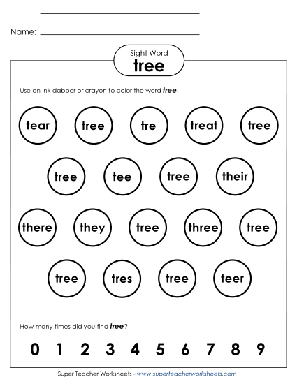 Dab or Color: Tree (Printable PDF Worksheet)