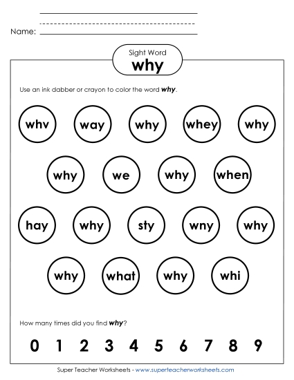 Dab or Color: Why (Printable PDF Worksheet)