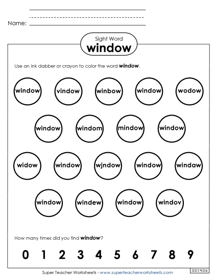 Dab or Color: Window (Printable PDF Worksheet)