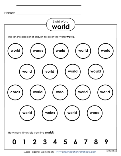 Dab or Color: World (Printable PDF Worksheet)