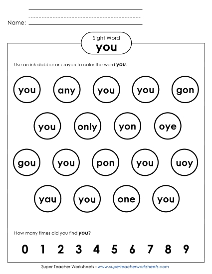 Dab or Color: You (Printable PDF Worksheet)