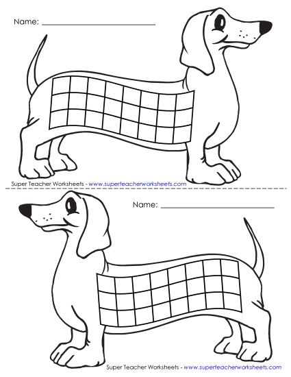 Small Charts - Dachshund Chart (Black & White) (Printable PDF Worksheet)