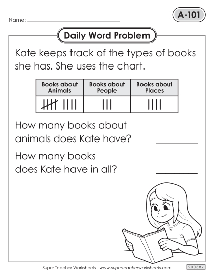 Daily Word Problems  A-101 through A-105 (Printable PDF Worksheet)