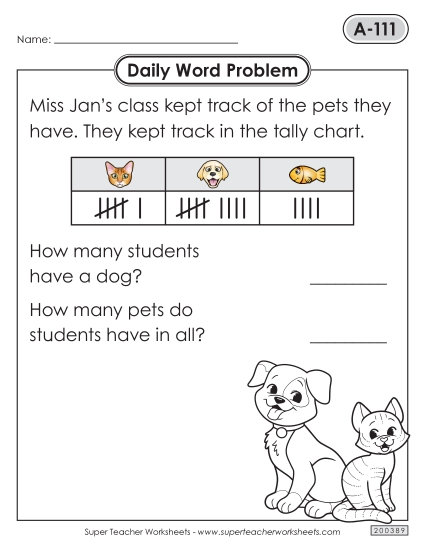 Daily Word Problems  A-111 through A-115 (Printable PDF Worksheet)
