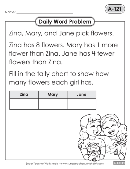 Daily Word Problems  A-121 through A-125 (Printable PDF Worksheet)