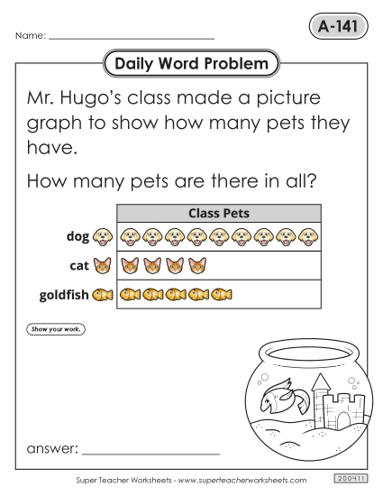 Daily Word Problems  A-141 through A-145 (Printable PDF Worksheet)