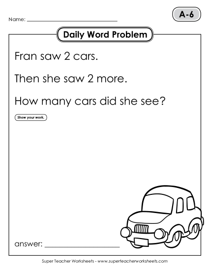 Daily Word Problems A-6 through A-10 (Printable PDF Worksheet)