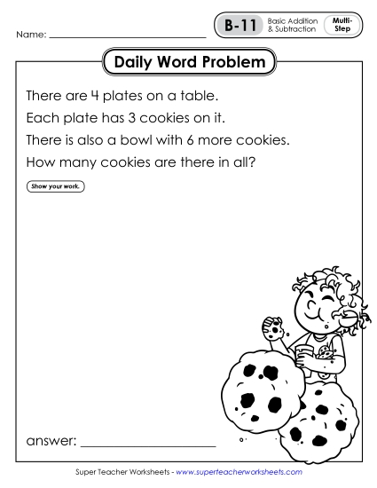 Daily Word Problems B-11 through B-15 (Printable PDF Worksheet)