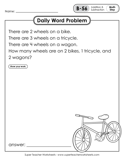 Daily Word Problems B-56 through B-60 (Printable PDF Worksheet)