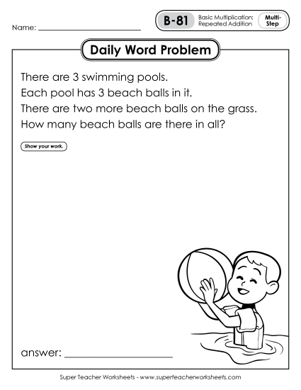 Daily Word Problems B-81 through B-85 (Printable PDF Worksheet)
