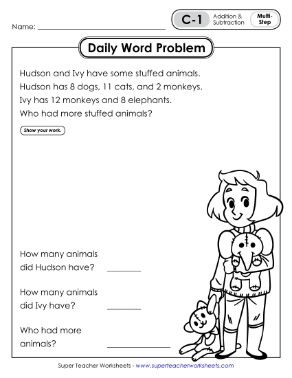 Daily Word Problems C-1 through C-5 (Printable PDF Worksheet)