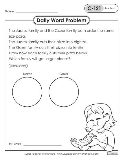 Daily Word Problems  C-121 through C-125 (Printable PDF Worksheet)