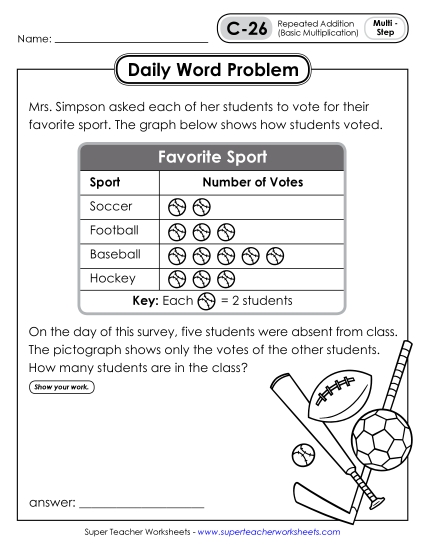 Daily Word Problems C-26 through C-30 (Printable PDF Worksheet)