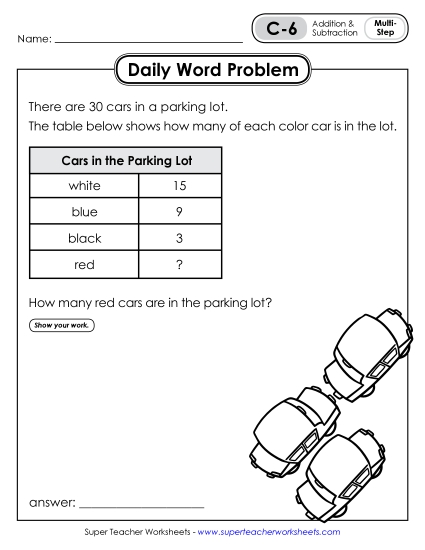Daily Word Problems C-6 through C-10 (Printable PDF Worksheet)
