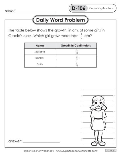 Daily Word Problems  D-106 through D-110 (Printable PDF Worksheet)