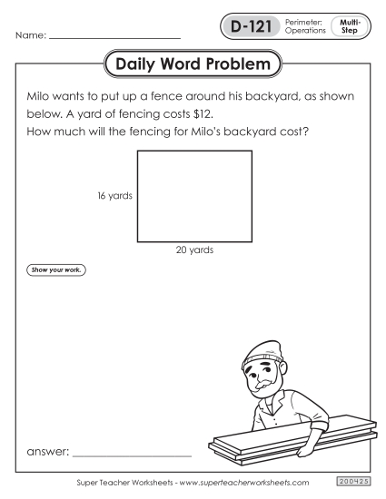 Daily Word Problems  D-121 through D-125 (Printable PDF Worksheet)