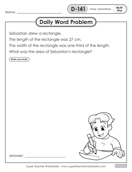 Daily Word Problems  D-141 through D-145 (Printable PDF Worksheet)