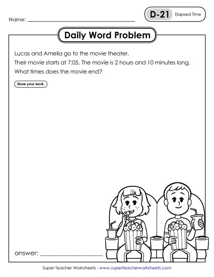 Daily Word Problems D-21 through D-25 (Printable PDF Worksheet)