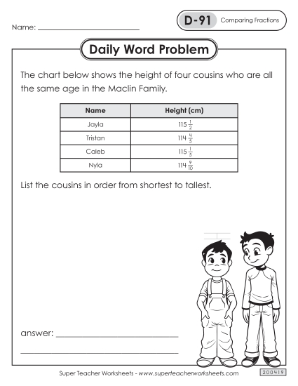Daily Word Problems  D-91 through D-95 (Printable PDF Worksheet)