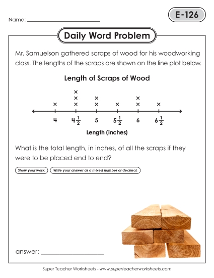 Daily Word Problems  E-126 through E-130 (Printable PDF Worksheet)