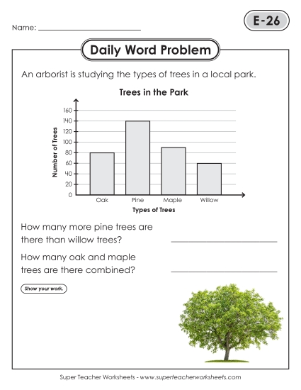 Daily Word Problems  E-26 through E-30 (Printable PDF Worksheet)
