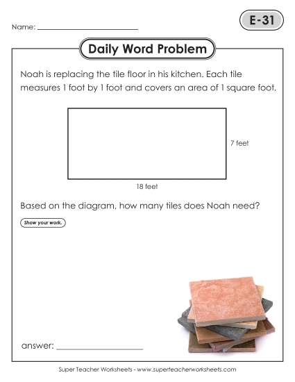 Daily Word Problems  E-31 through E-35 (Printable PDF Worksheet)