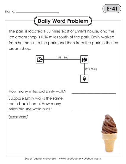 Daily Word Problems  E-41 through E-45 (Printable PDF Worksheet)