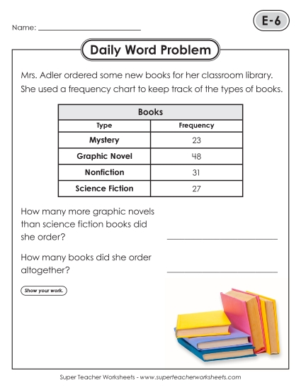 Daily Word Problems  E-6 through E-10 (Printable PDF Worksheet)