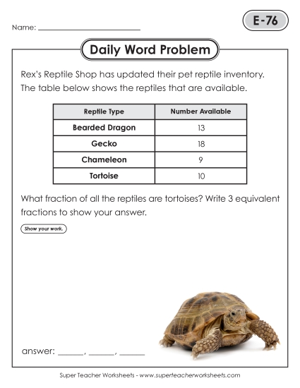 Daily Word Problems  E-76 through E-80 (Printable PDF Worksheet)