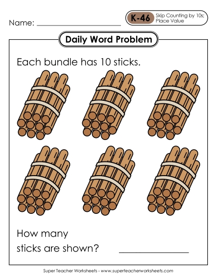 Daily Word Problems K-46 through K-50 (Printable PDF Worksheet)