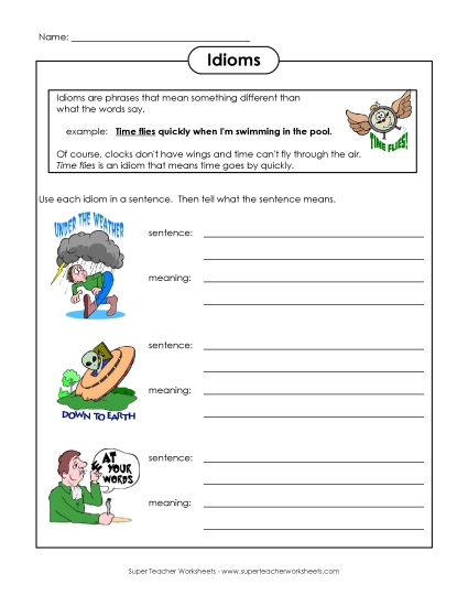 Defining Idioms (Printable PDF Worksheet)