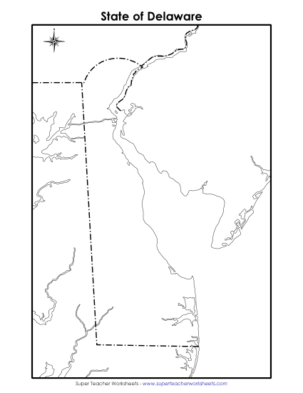 Maps - Delaware: Blank Map (Printable PDF Worksheet)