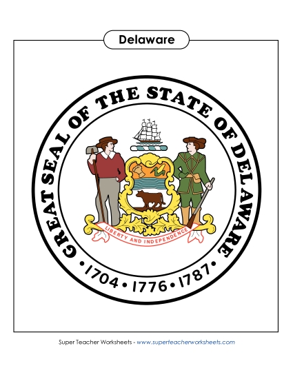 Flags & Seals - Delaware State Seal (Full-Color Version) (Printable PDF Worksheet)