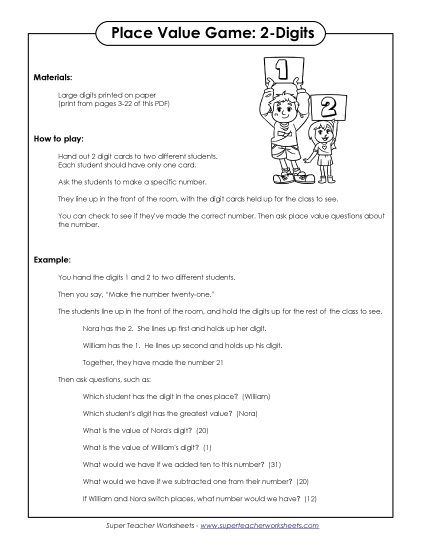Place Value - Digit Game (Printable PDF Worksheet)