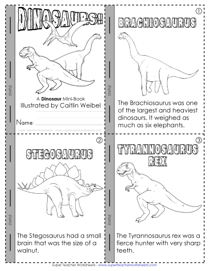 Projects & Activities - Dinosaur Mini-Book (Printable PDF Worksheet)