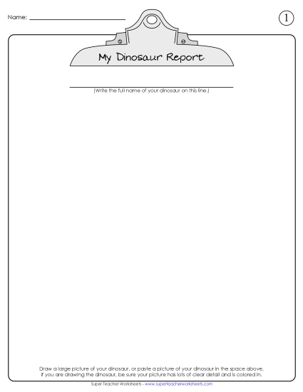 Dinosaur Report (Printable PDF Worksheet)