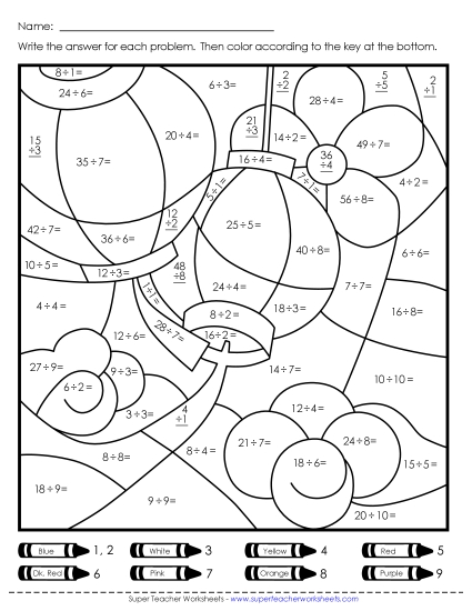 Math Mystery Pictures - Division Mystery Picture: Lanterns (Printable PDF Worksheet)