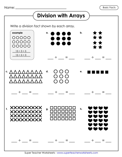 Division with Arrays - Division with Arrays (Printable PDF Worksheet)