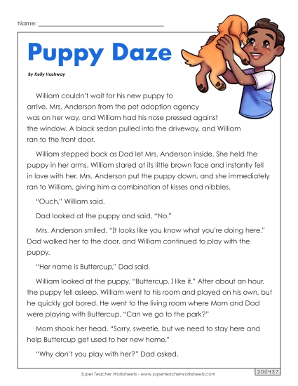 Fiction Stories - Dog Daze (Fiction) (Printable PDF Worksheet)