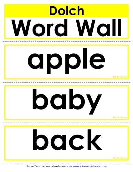 Dolch Sight Words - Dolch: Nouns (Printable PDF Worksheet)