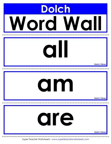 Dolch Sight Words - Dolch: Primer (Printable PDF Worksheet)
