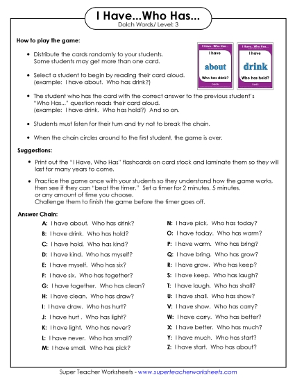 Sight Words (Dolch) - Dolch Words: Level 3 (Printable PDF Worksheet)