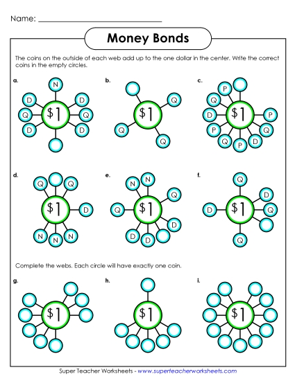 Money Bond Worksheets - Dollar Money Bonds (Printable PDF Worksheet)
