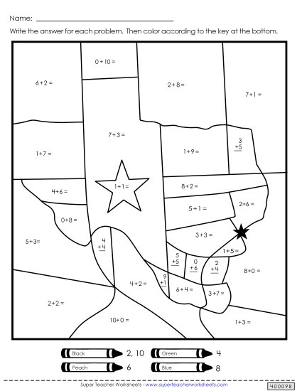 Math Worksheets - Double Mystery Picture (Addition) (Printable PDF Worksheet)
